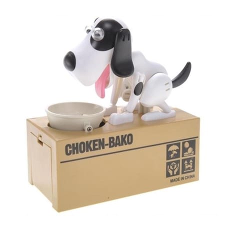 Az Trading & Import AZ Trading & Import MPT801 White Black My Dog Piggy Bank - Robotic Coin Munching Money Box; White Black MPT801 White Black